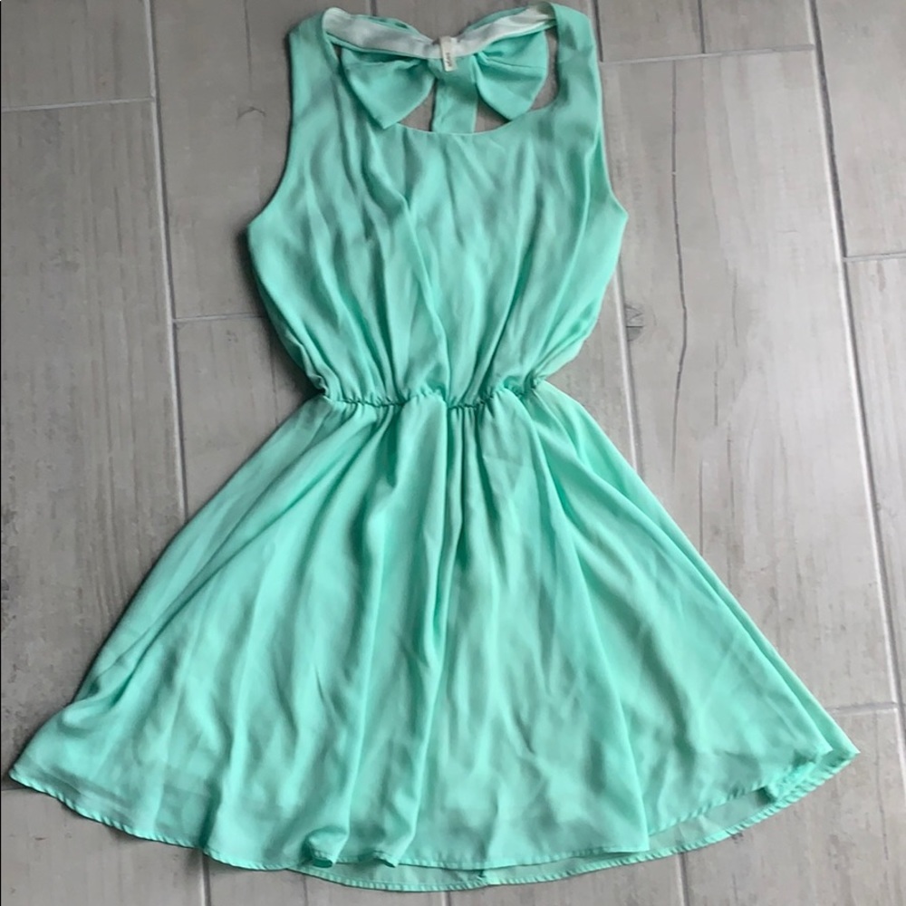 Sage mint green bow dress